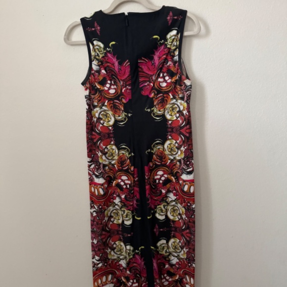 Vintage ROBERTO CAVALLI Filigree-Print Sheath Midi Dress Red 4 - Picture 5 of 5